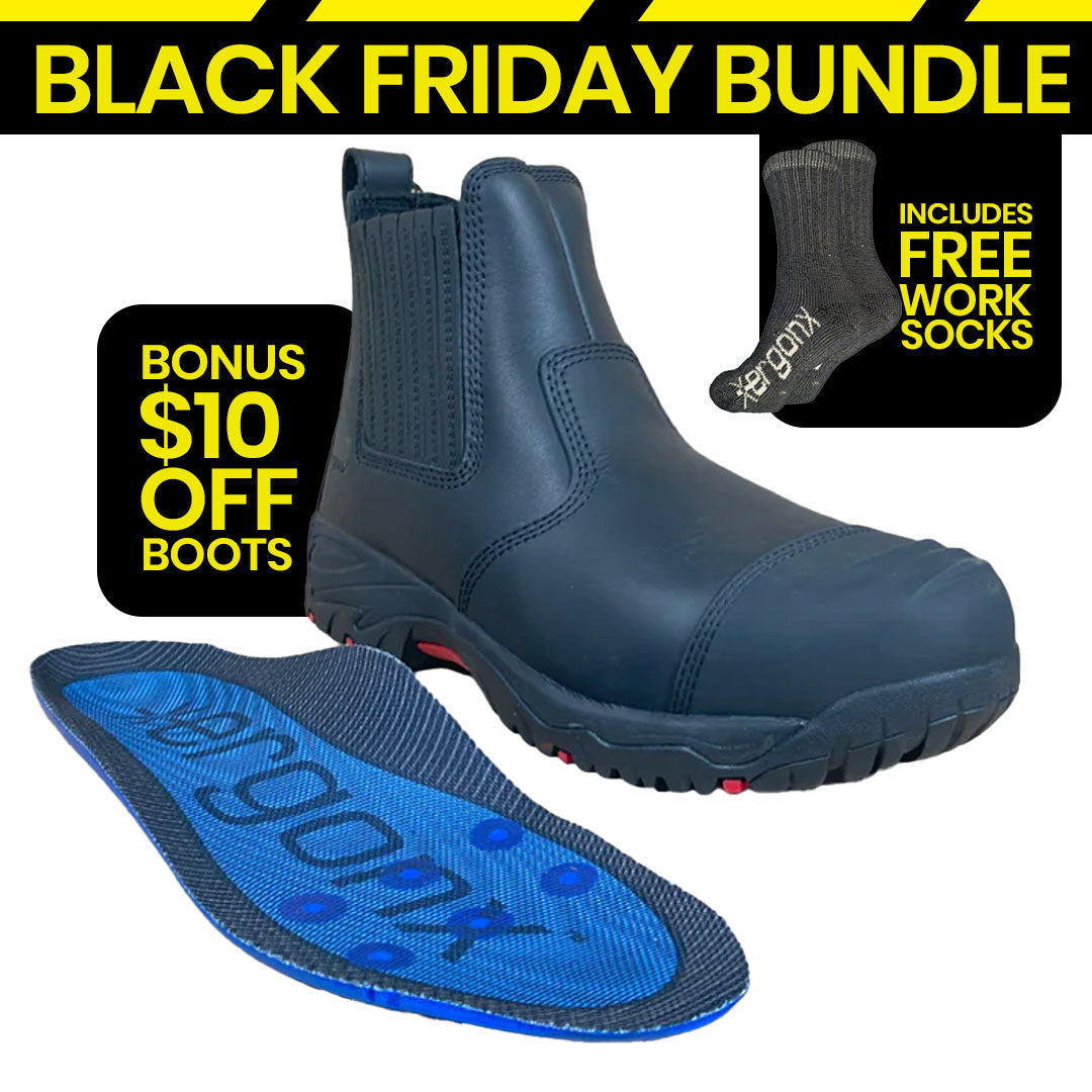 Ergonx Black Slip On Safety Boot Socks Bundle