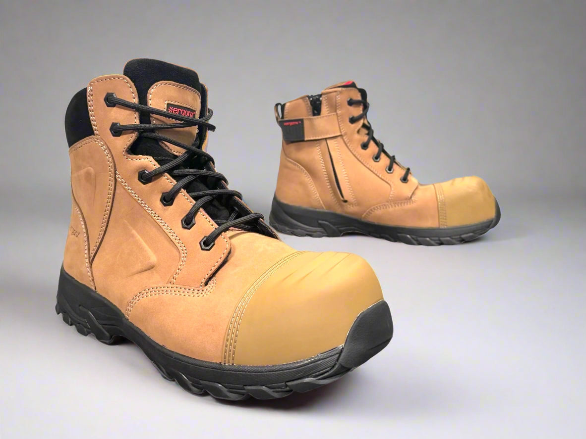 Ergonx Safety Boots Lace Up (Helium) Tan Toe
