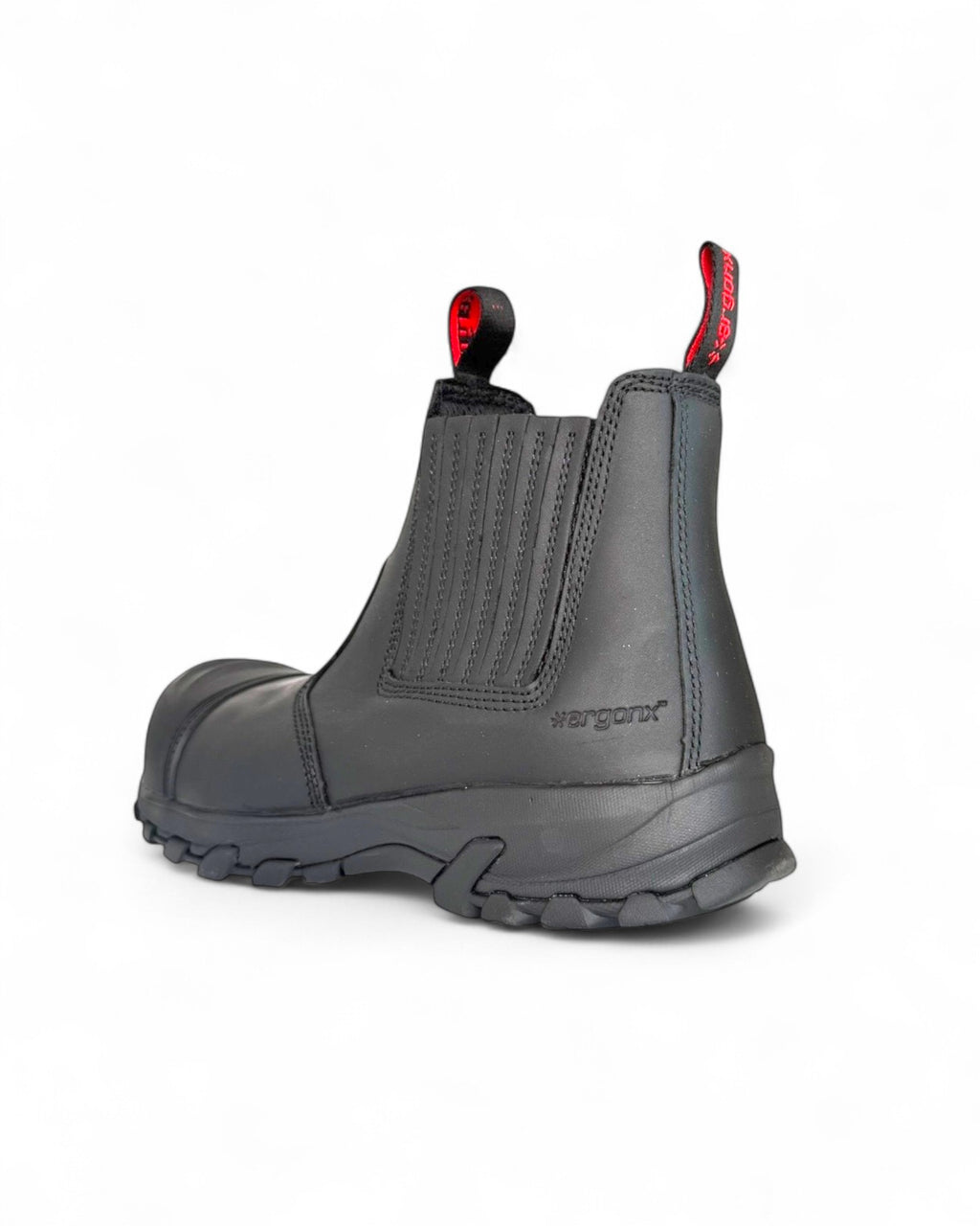 Ergonx Black Slip On Safety Boots + 6 Socks + 1L Bottle & Cap Bundle