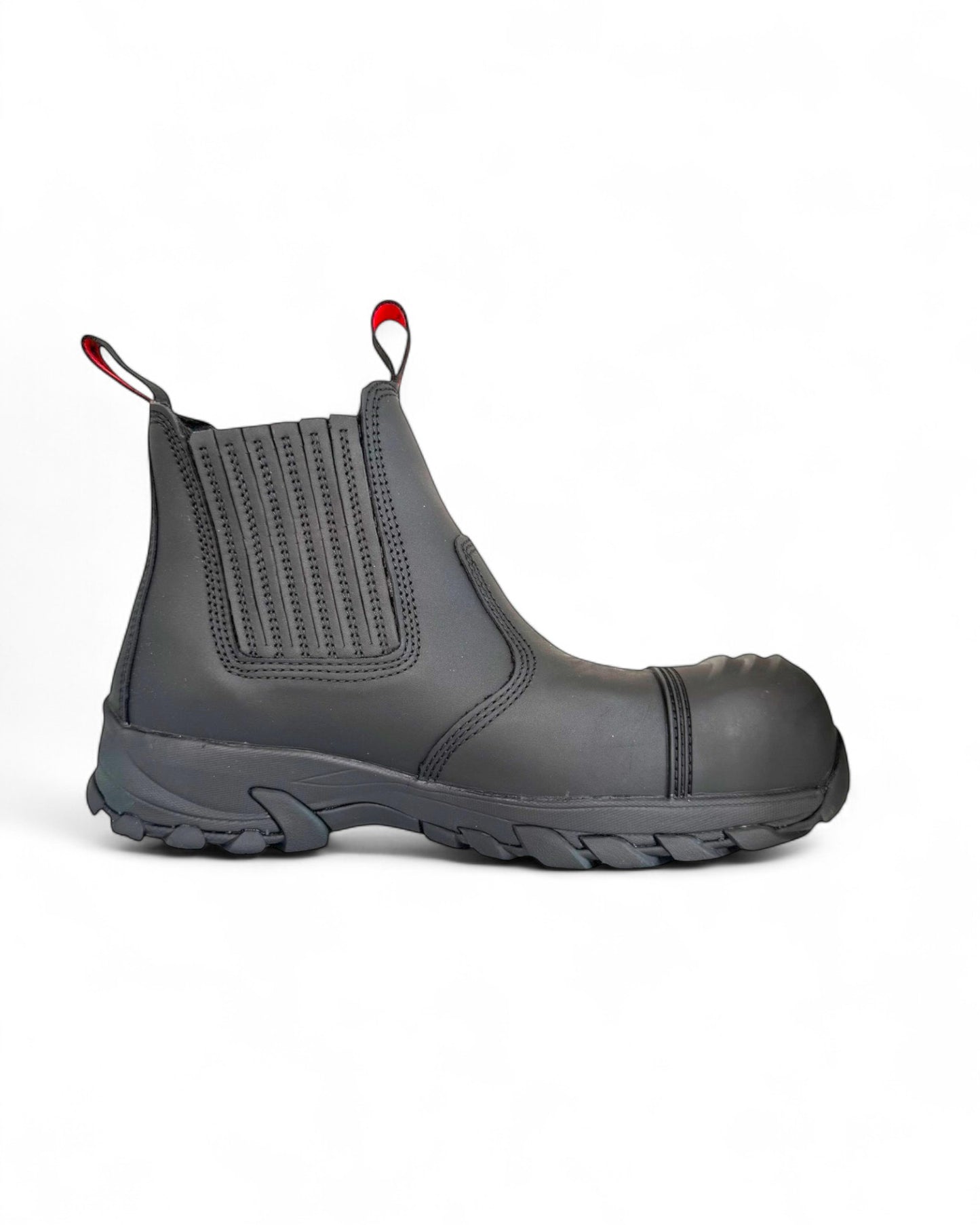 Ergonx Black Slip On Safety Boots + 6 Socks + 1L Bottle & Cap Bundle