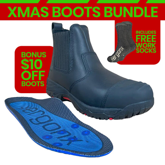 Ergonx Black Slip On Safety Boot + Socks Bundle