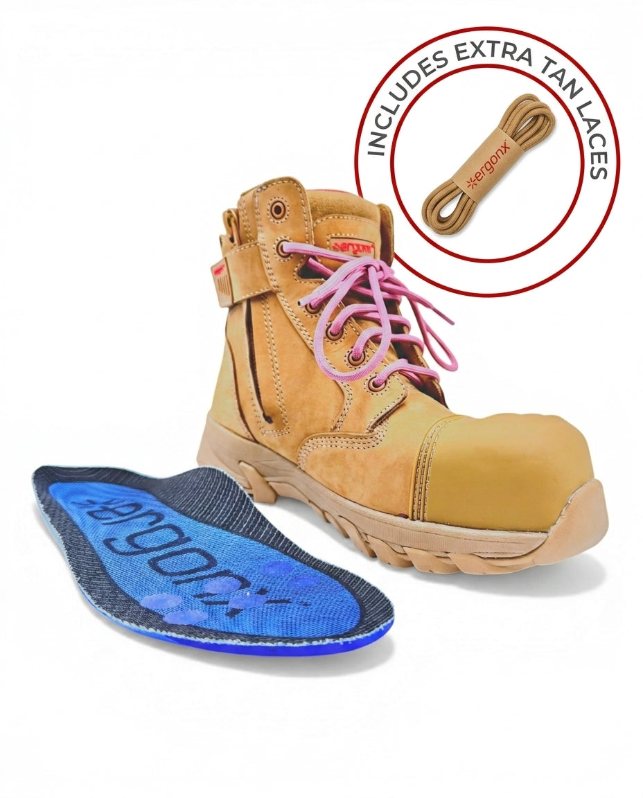 Ergonx women's Helium all tan safety work boots — product view 1