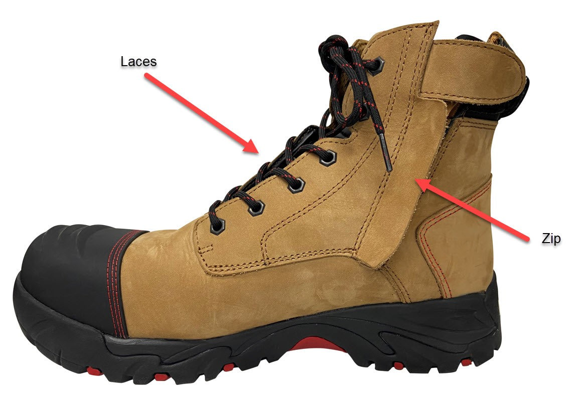 Work boot laces with a zip style